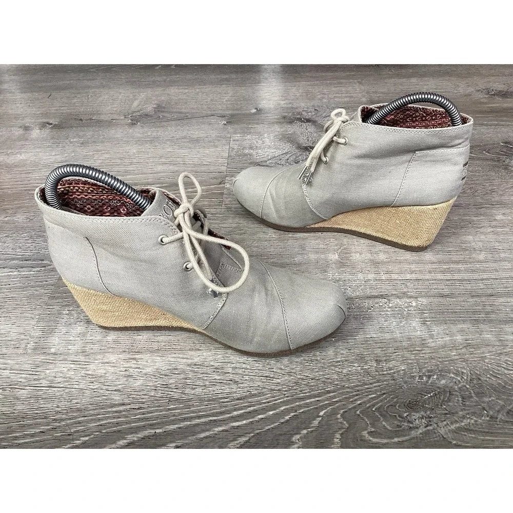 Bobs By Skechers Womens Size 9.5 34287 Khaki Fabric Wedges Lightweight Booties